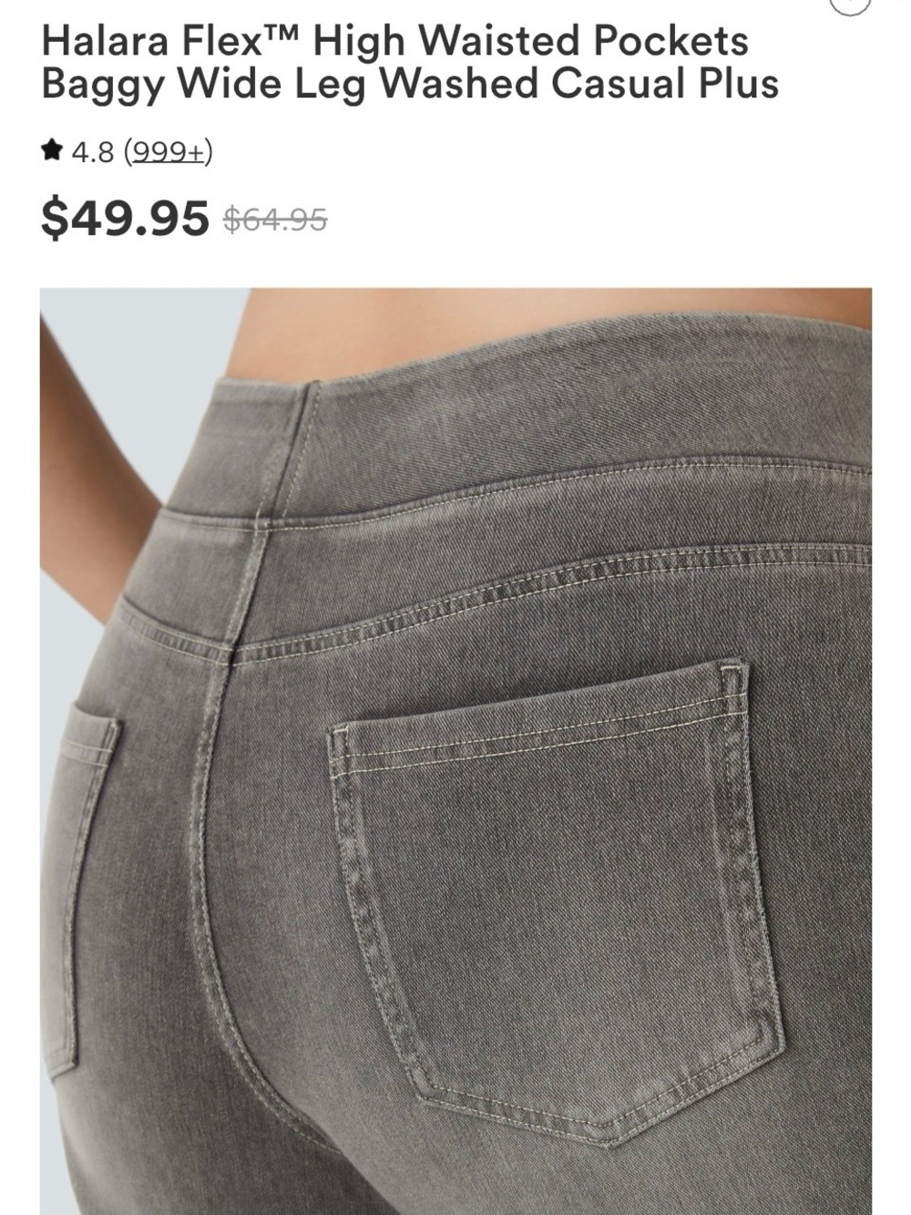HALARA Washed Wide Leg Jeans in Black/Gray - Picture 5 of 11